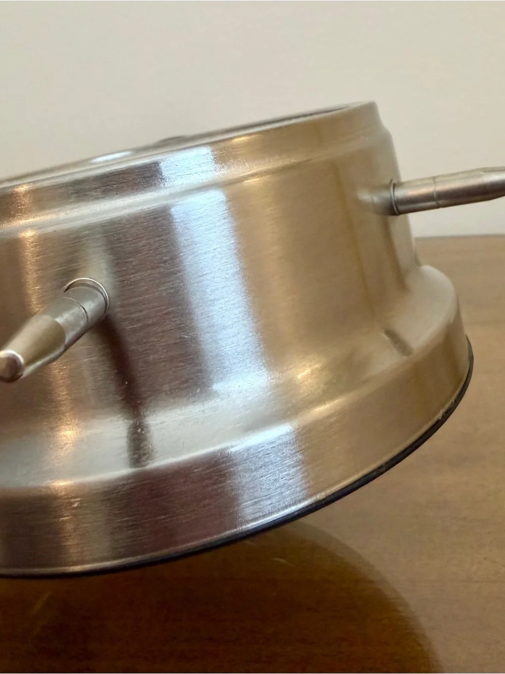Sharp Twin Bell Alarm Clock in a silver brushed metal finish